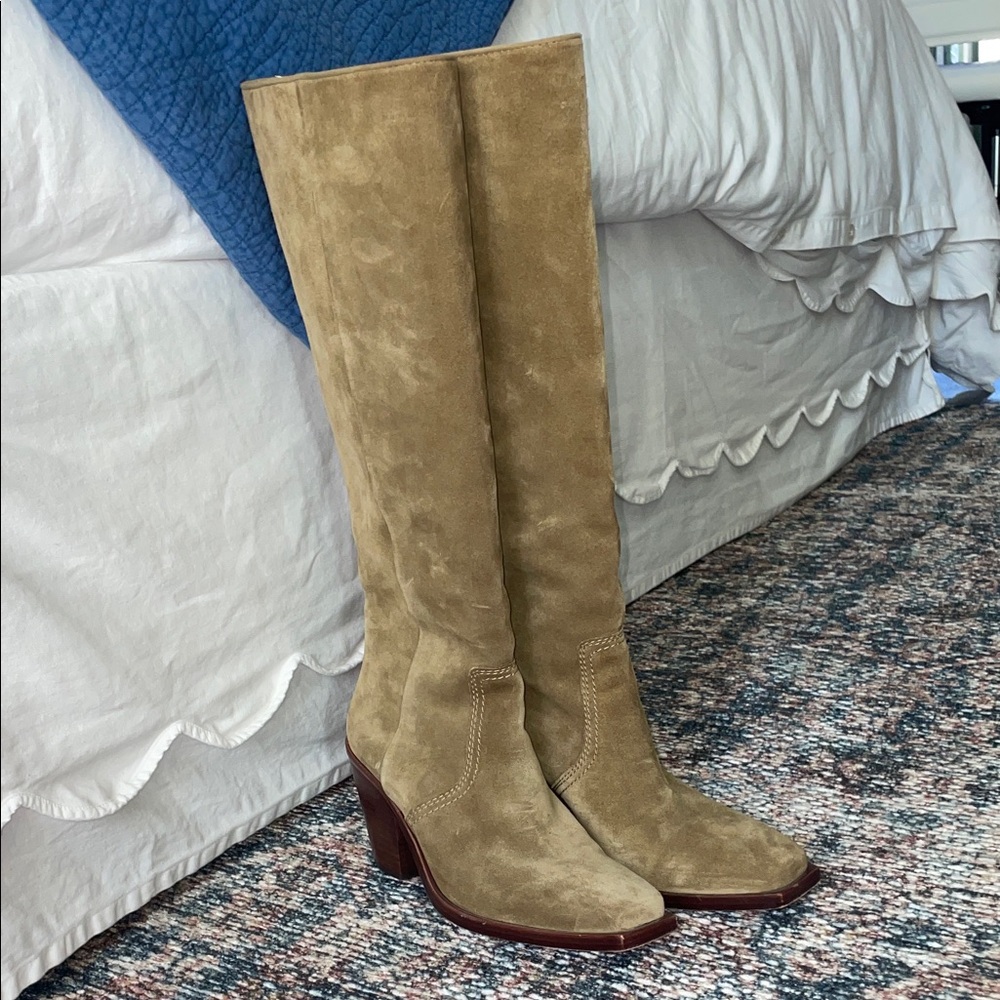Loeffler Randall Camel Suede Heeled Boots
